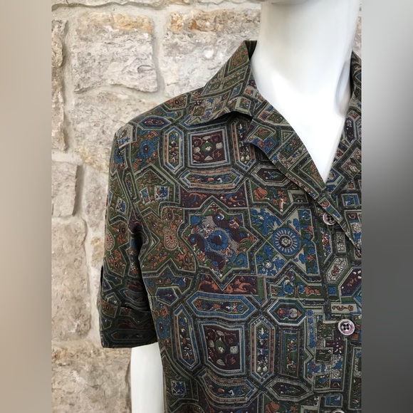 Vintage 1950s 1960s Mojud Short Sleeve Blouse Tiki Vibe - Picture 4 of 16